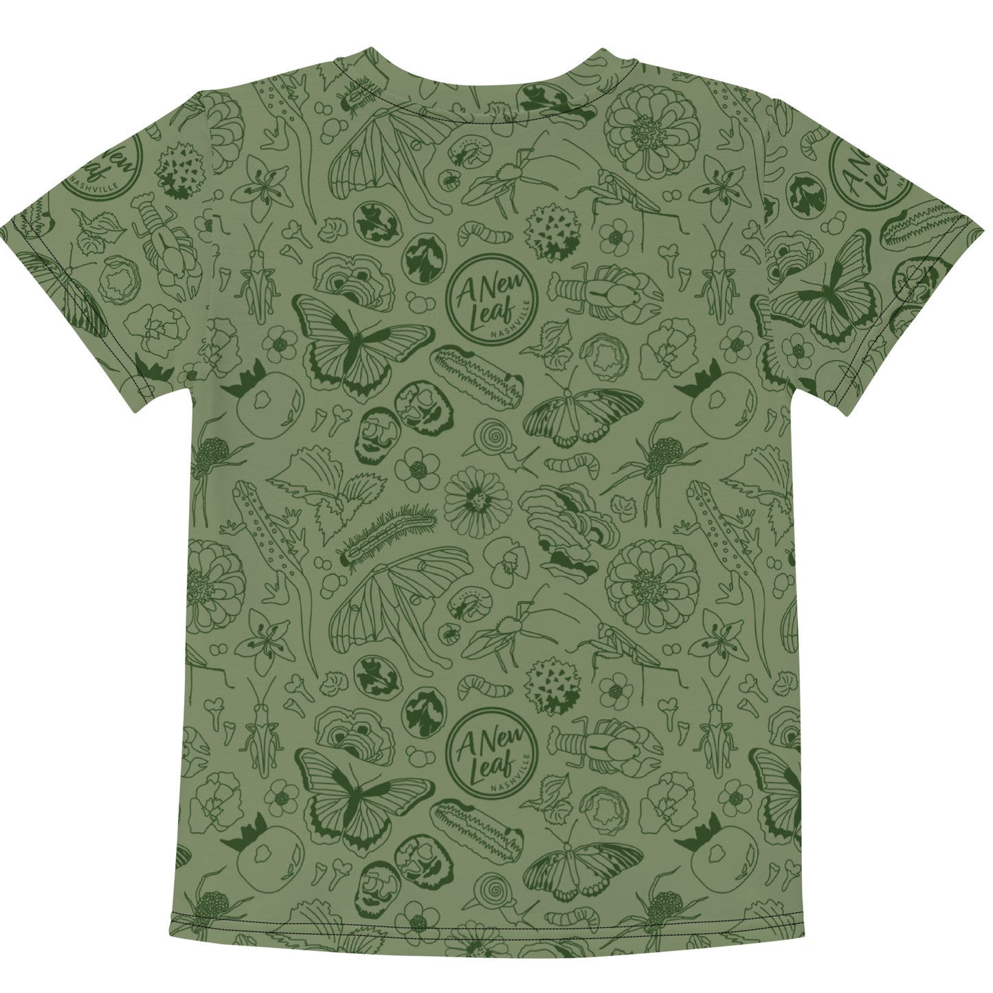 Young Kids Nature Print Short Sleeve Tee // Olive Green