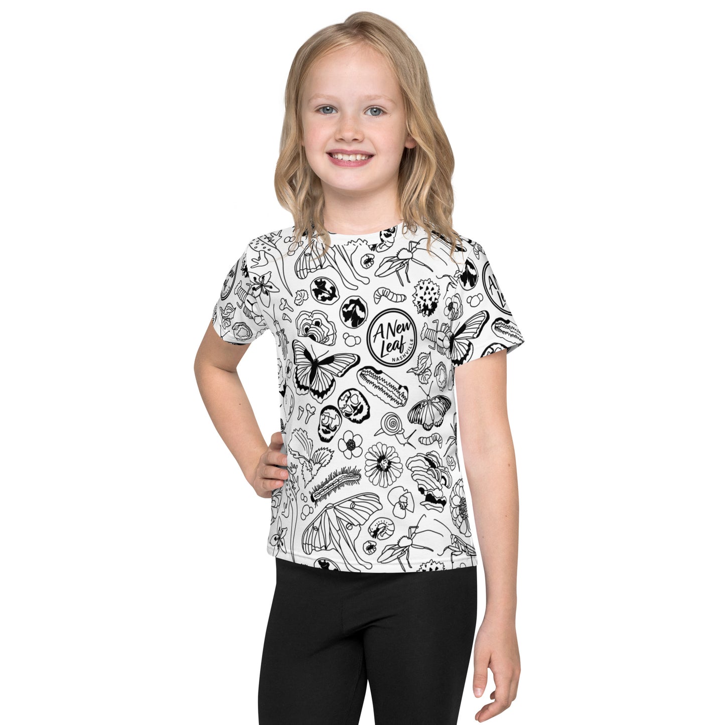 Young Kids Nature Print Short Sleeve Tee // B&W