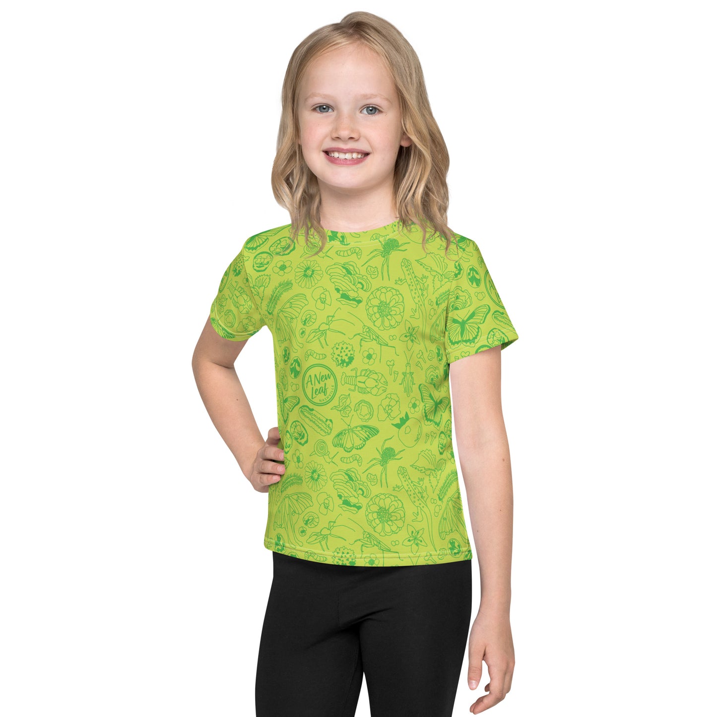 Young Kids Nature Print Short Sleeve Tee // Chartreuse Green