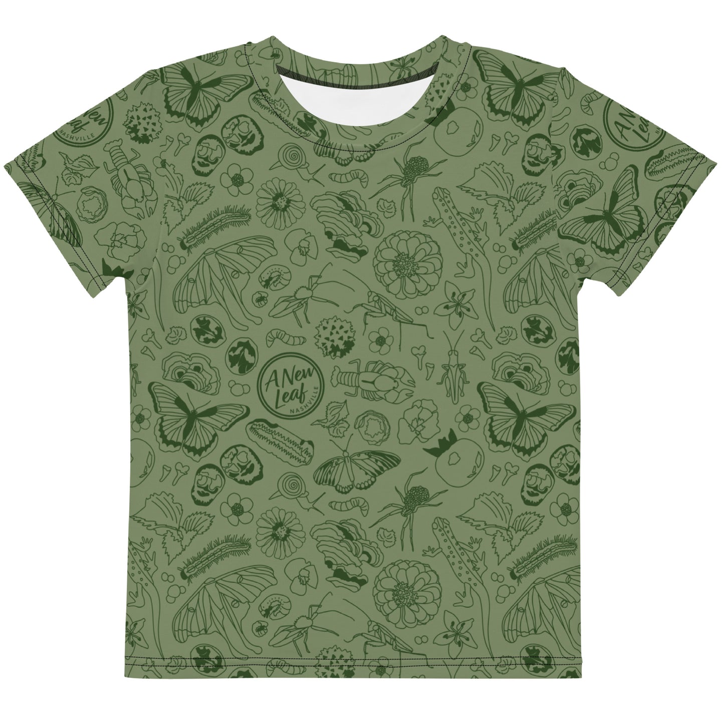 Young Kids Nature Print Short Sleeve Tee // Olive Green