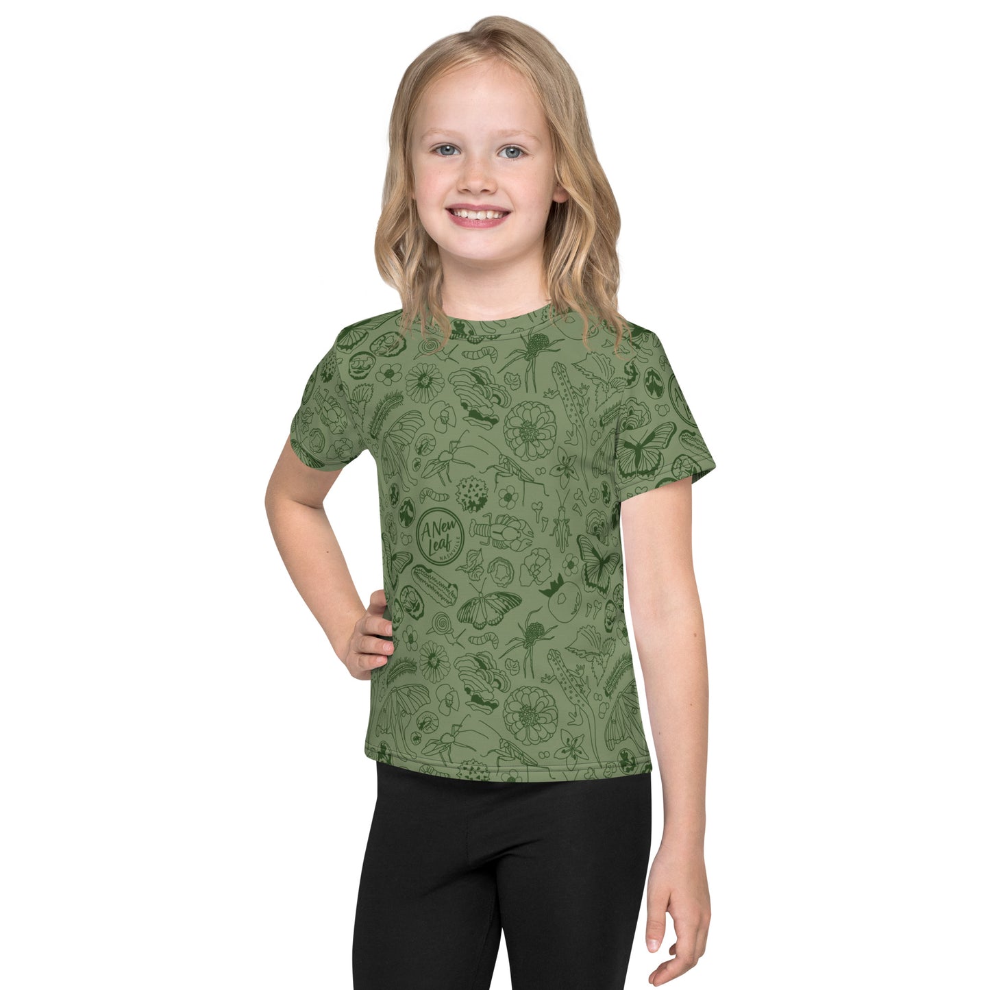 Young Kids Nature Print Short Sleeve Tee // Olive Green