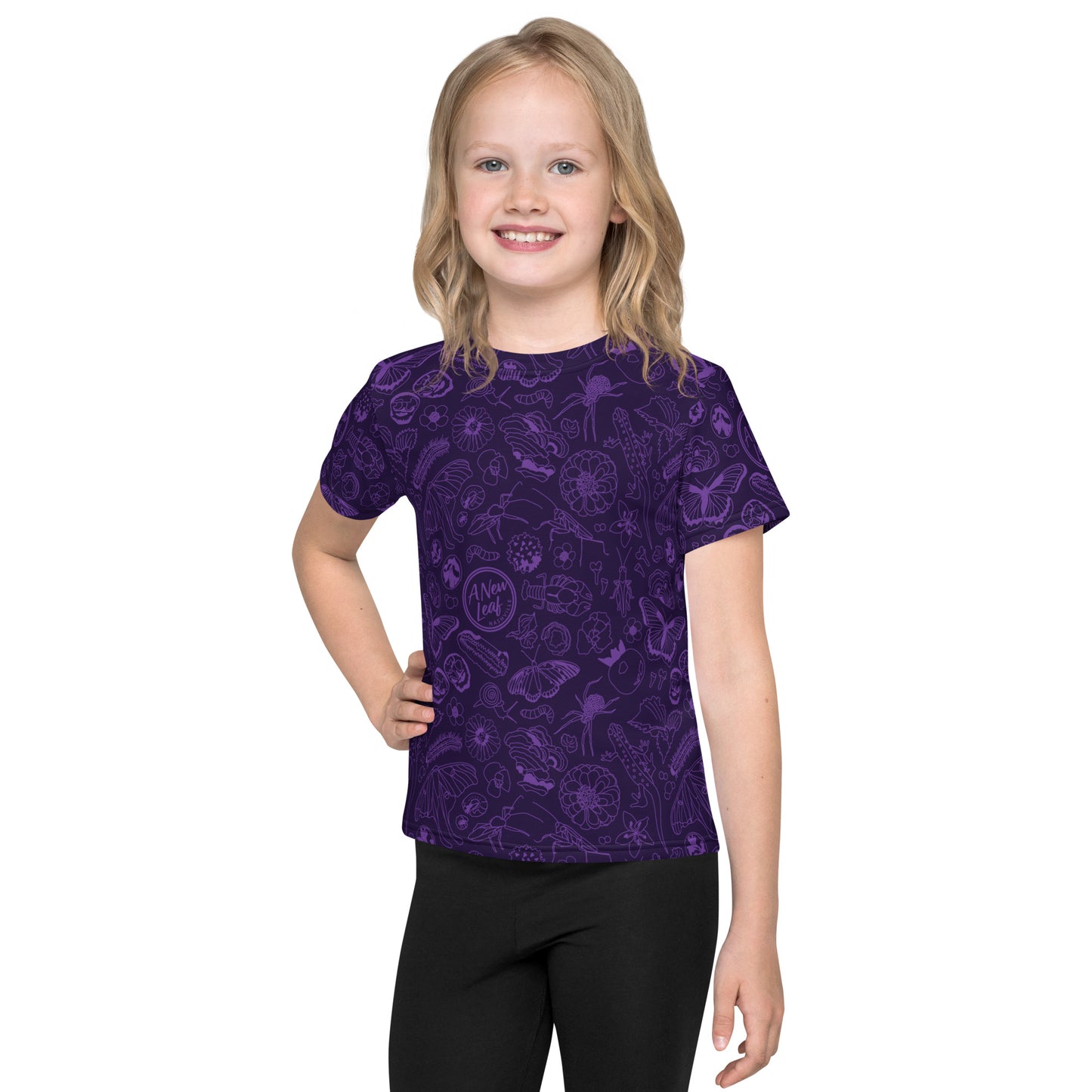 Young Kids Nature Print Short Sleeve Tee // Purple