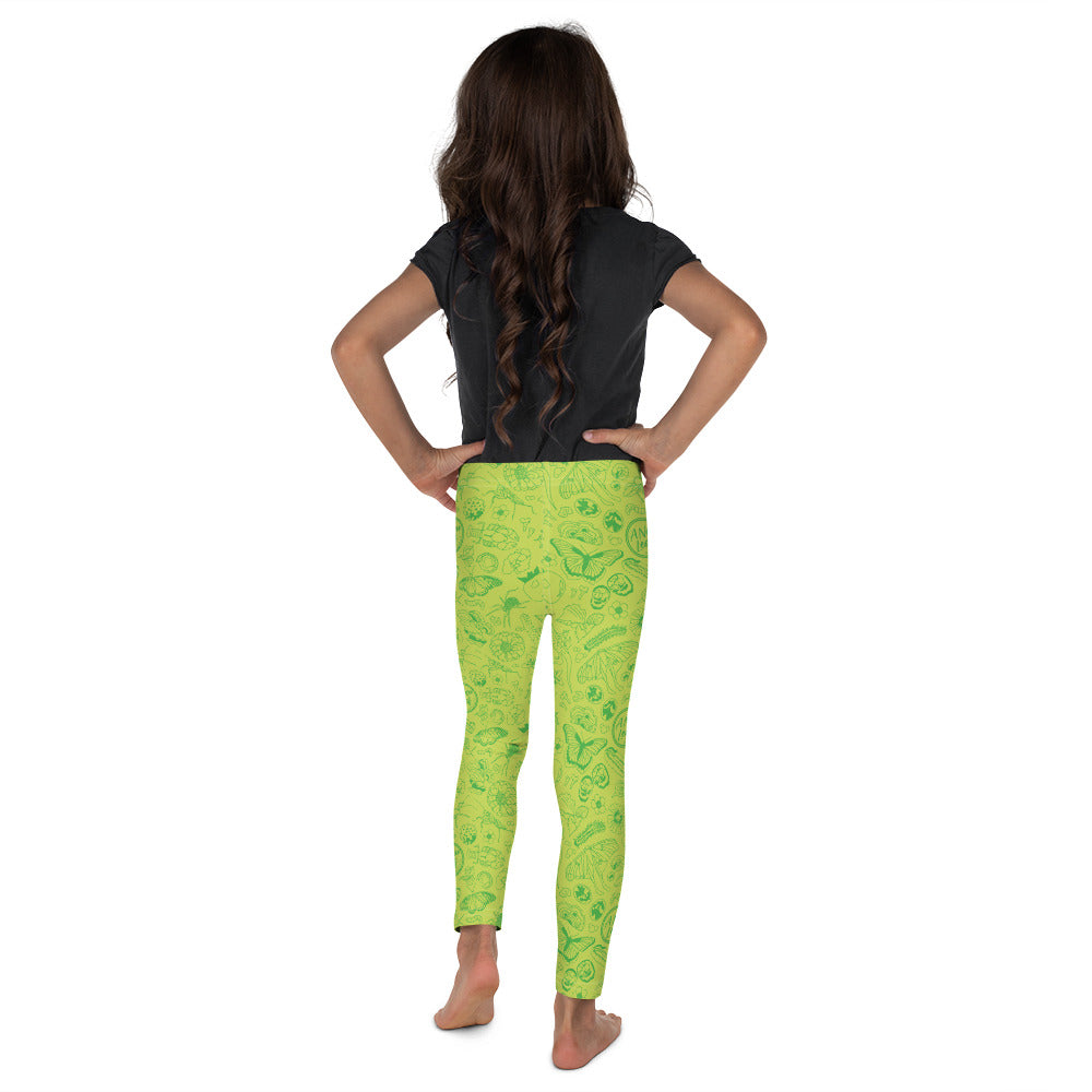 Young Kids Nature Print Leggings // Chartreuse Green