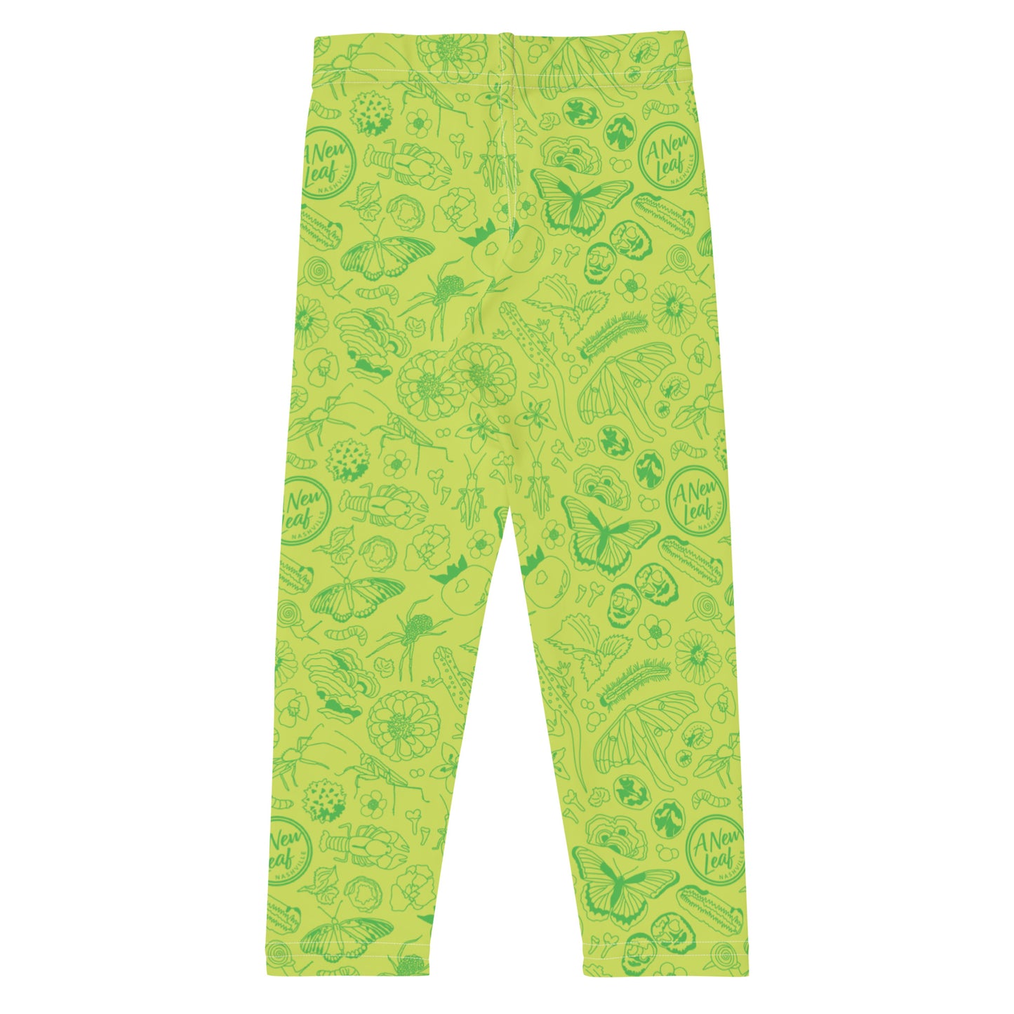 Young Kids Nature Print Leggings // Chartreuse Green