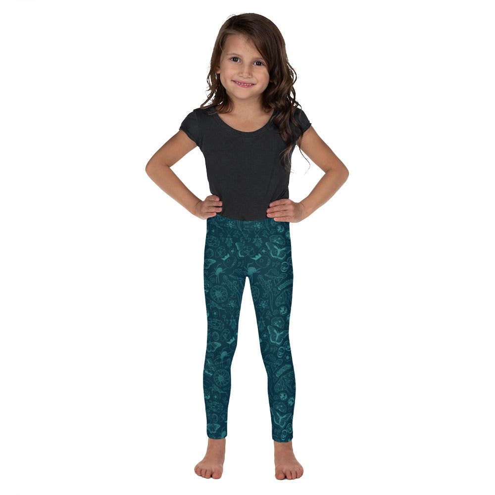 Young Kids Nature Print Leggings // Deep Teal