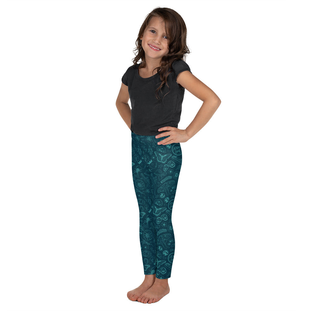 Young Kids Nature Print Leggings // Deep Teal