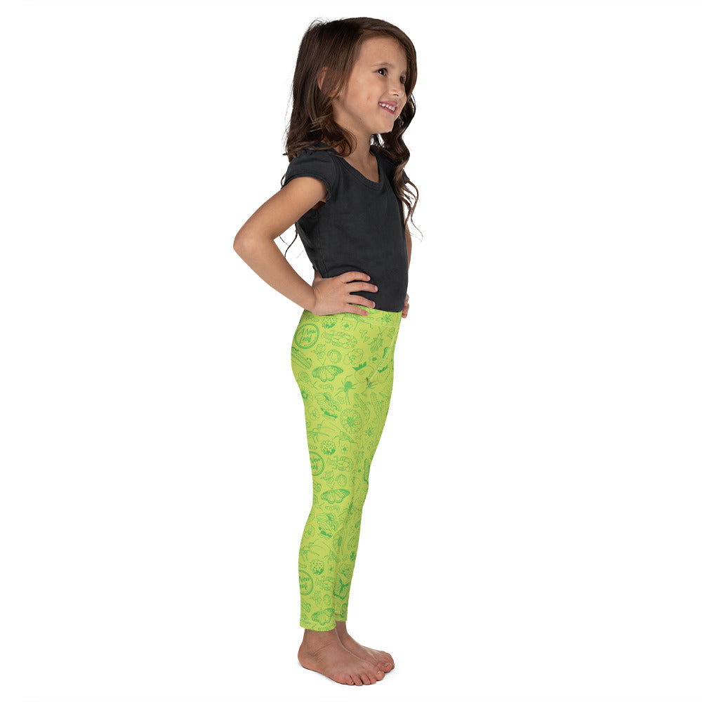 Young Kids Nature Print Leggings // Chartreuse Green