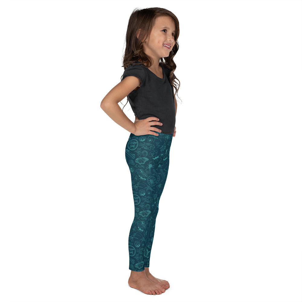 Young Kids Nature Print Leggings // Deep Teal