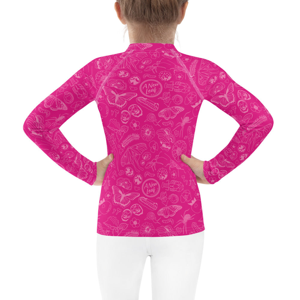 Young Kids Nature Print Rash Guard // Magenta