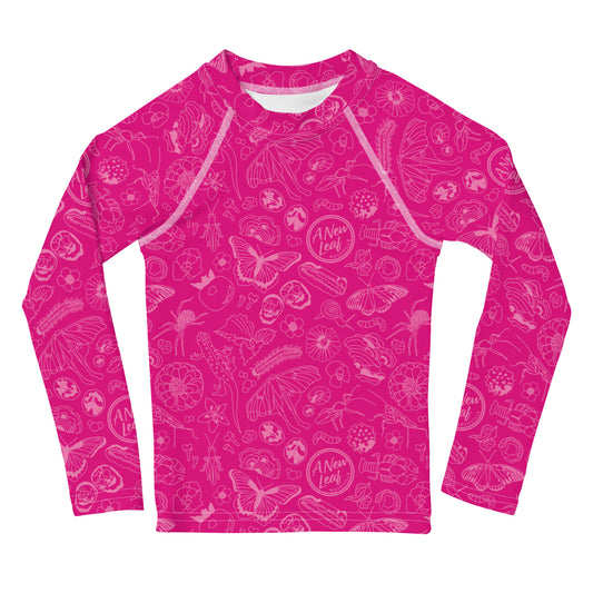 Young Kids Nature Print Rash Guard // Magenta