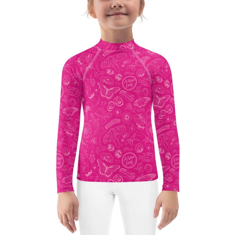 Young Kids Nature Print Rash Guard // Magenta