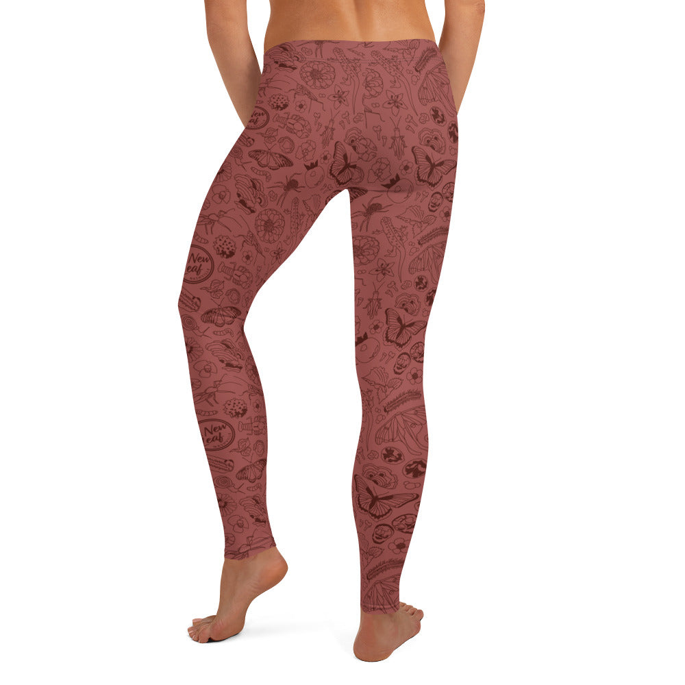 Adult Nature Print Leggings // Terra Cotta