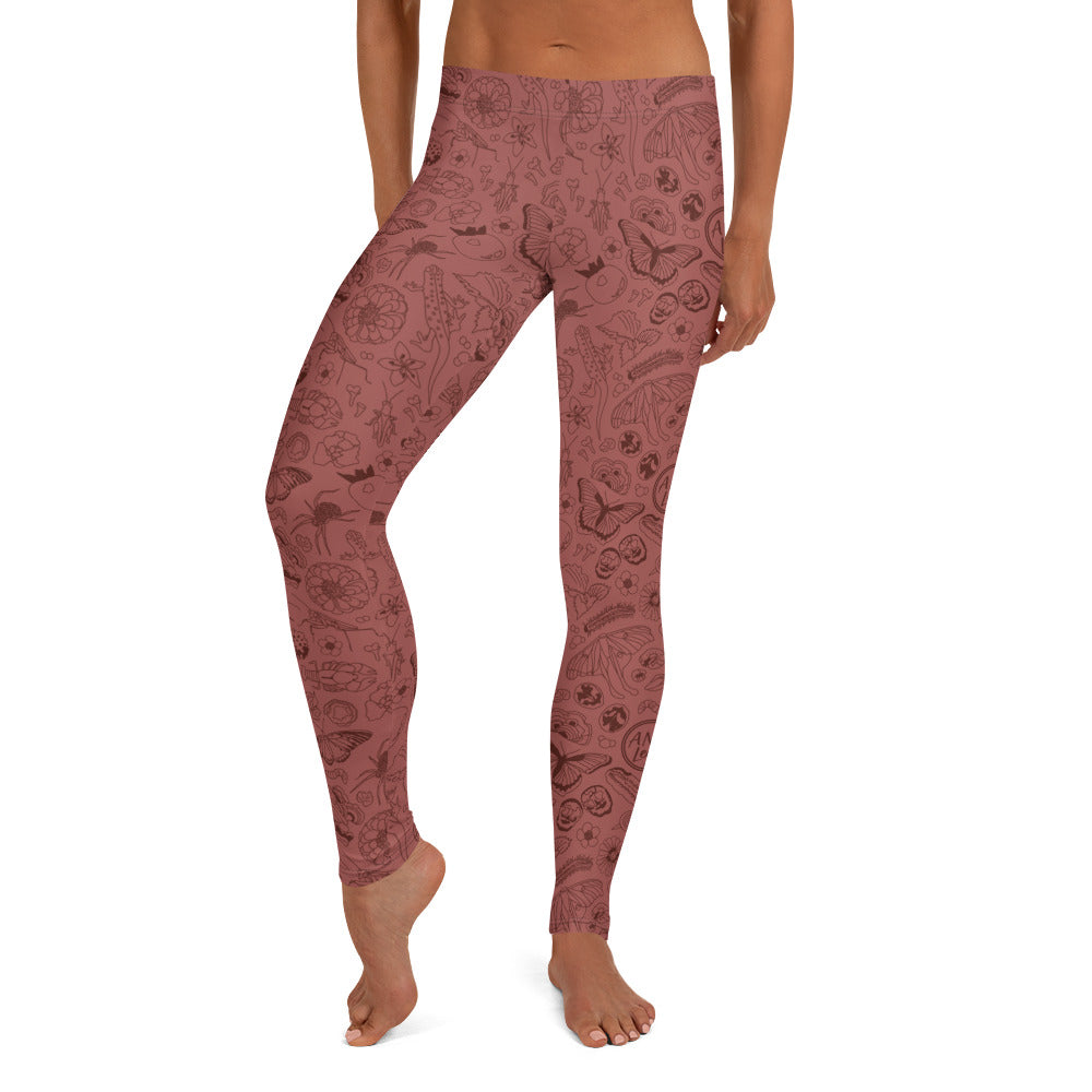 Adult Nature Print Leggings // Terra Cotta