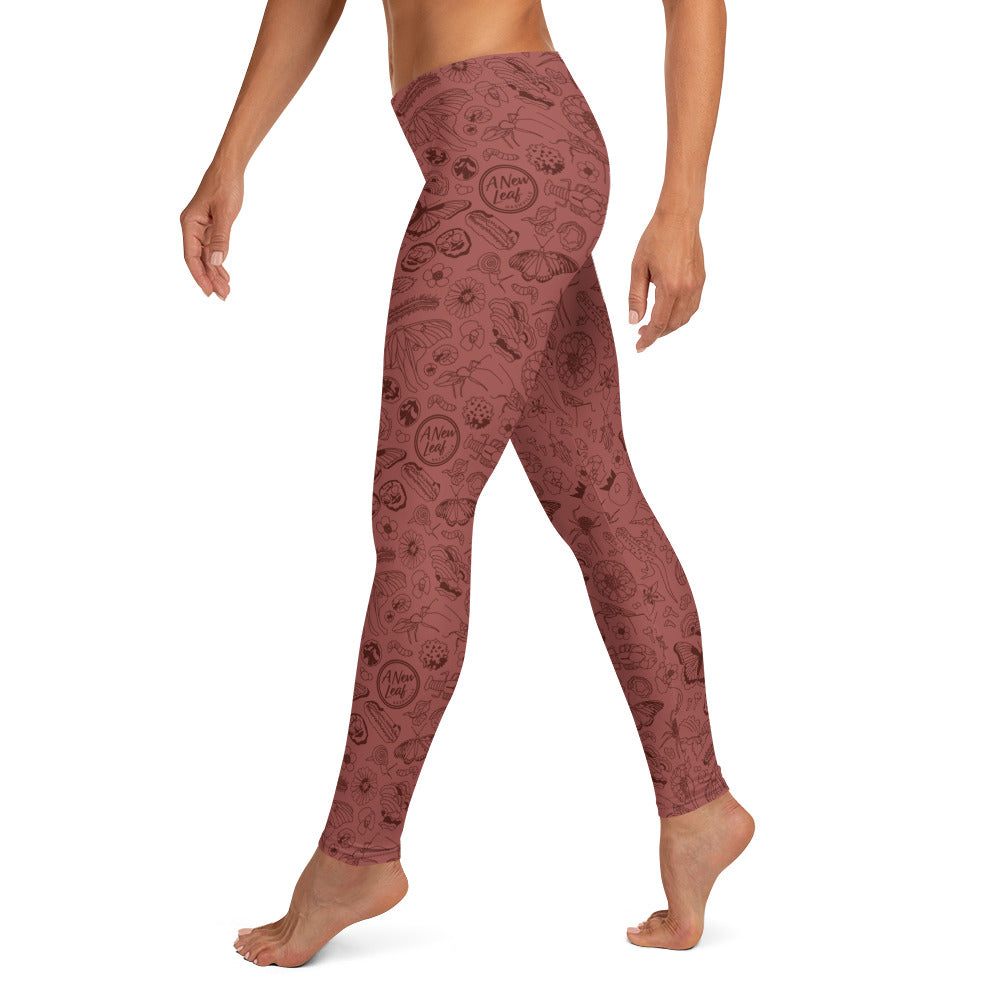 Adult Nature Print Leggings // Terra Cotta