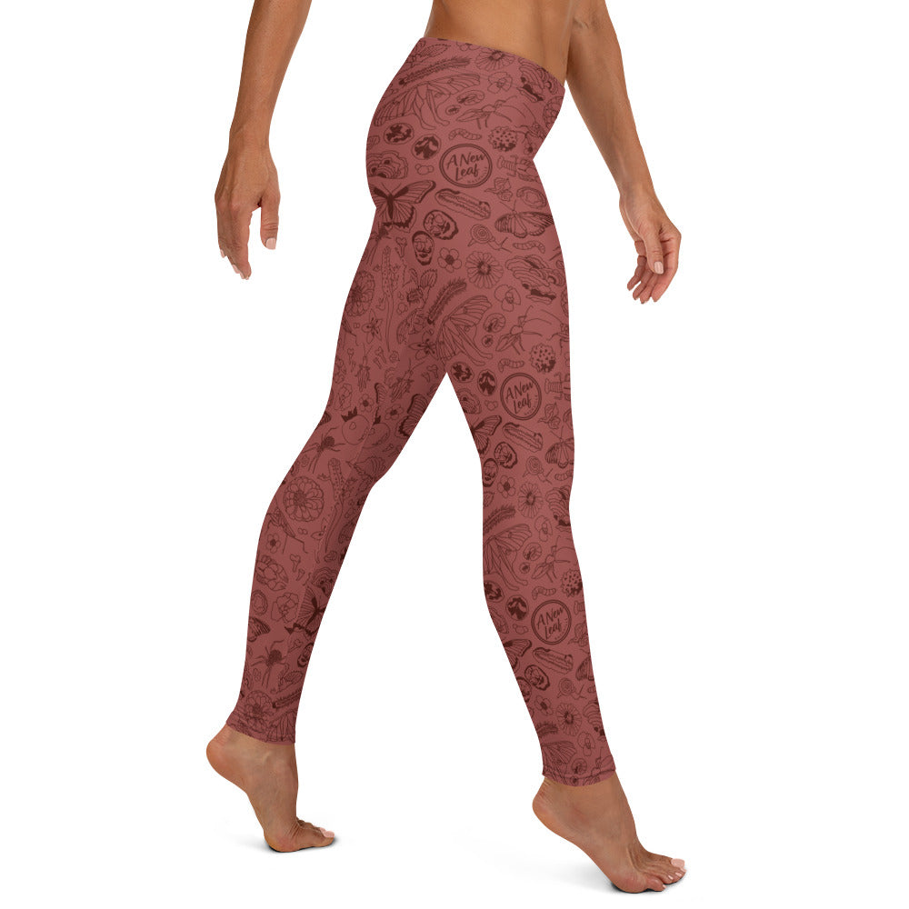 Adult Nature Print Leggings // Terra Cotta