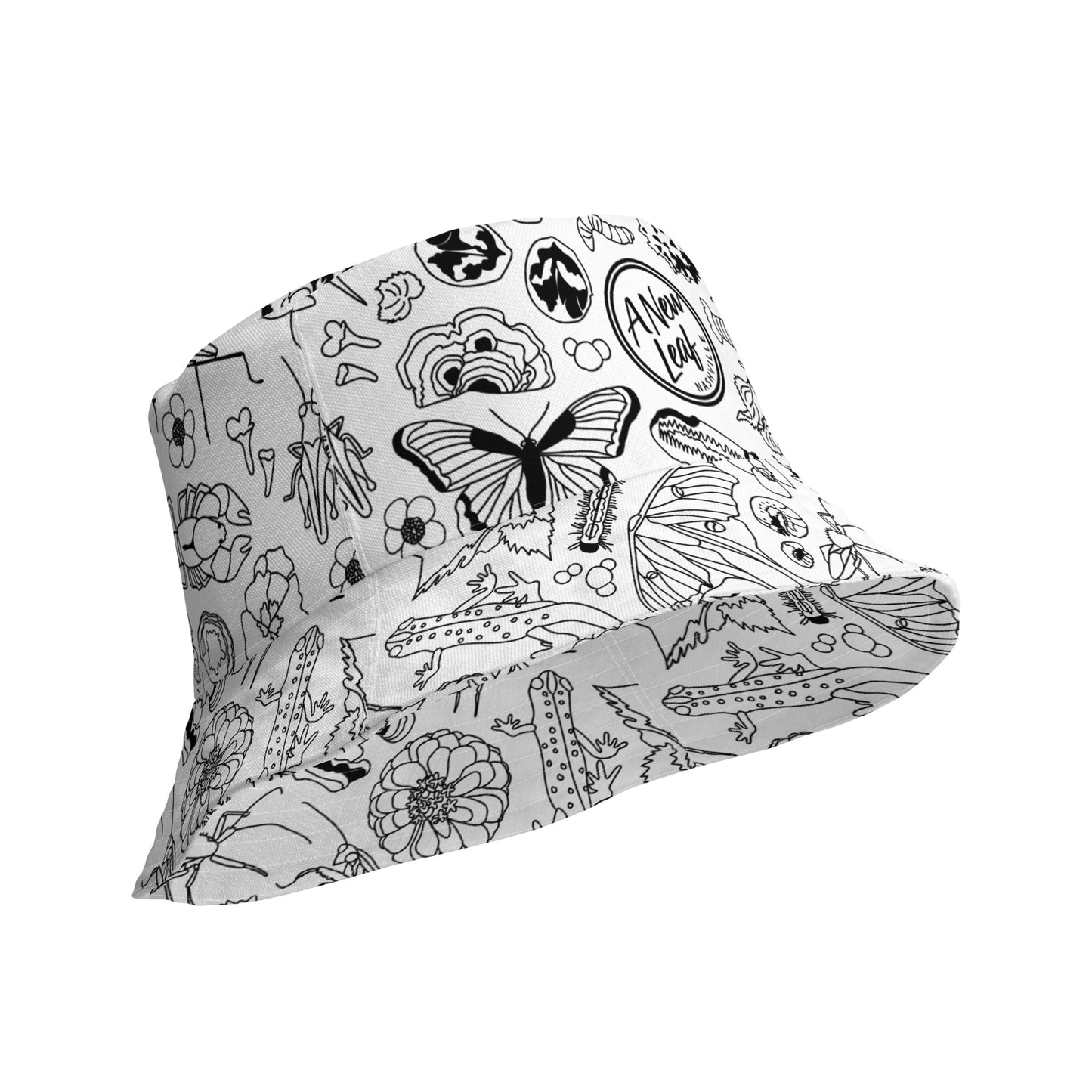 Nature Print Reversible Bucket Hat // B&W