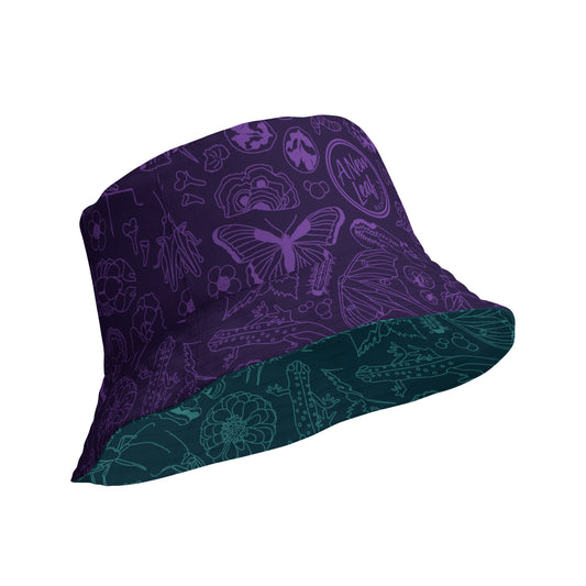 Nature Print Reversible Bucket Hat // Purple & Deep Teal