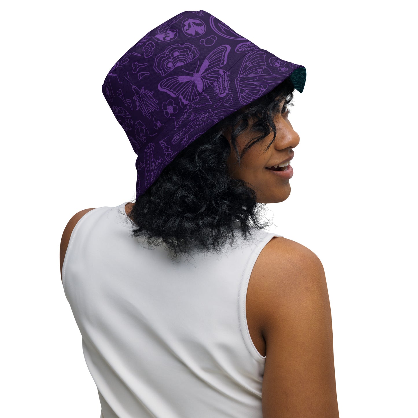 Nature Print Reversible Bucket Hat // Purple & Deep Teal