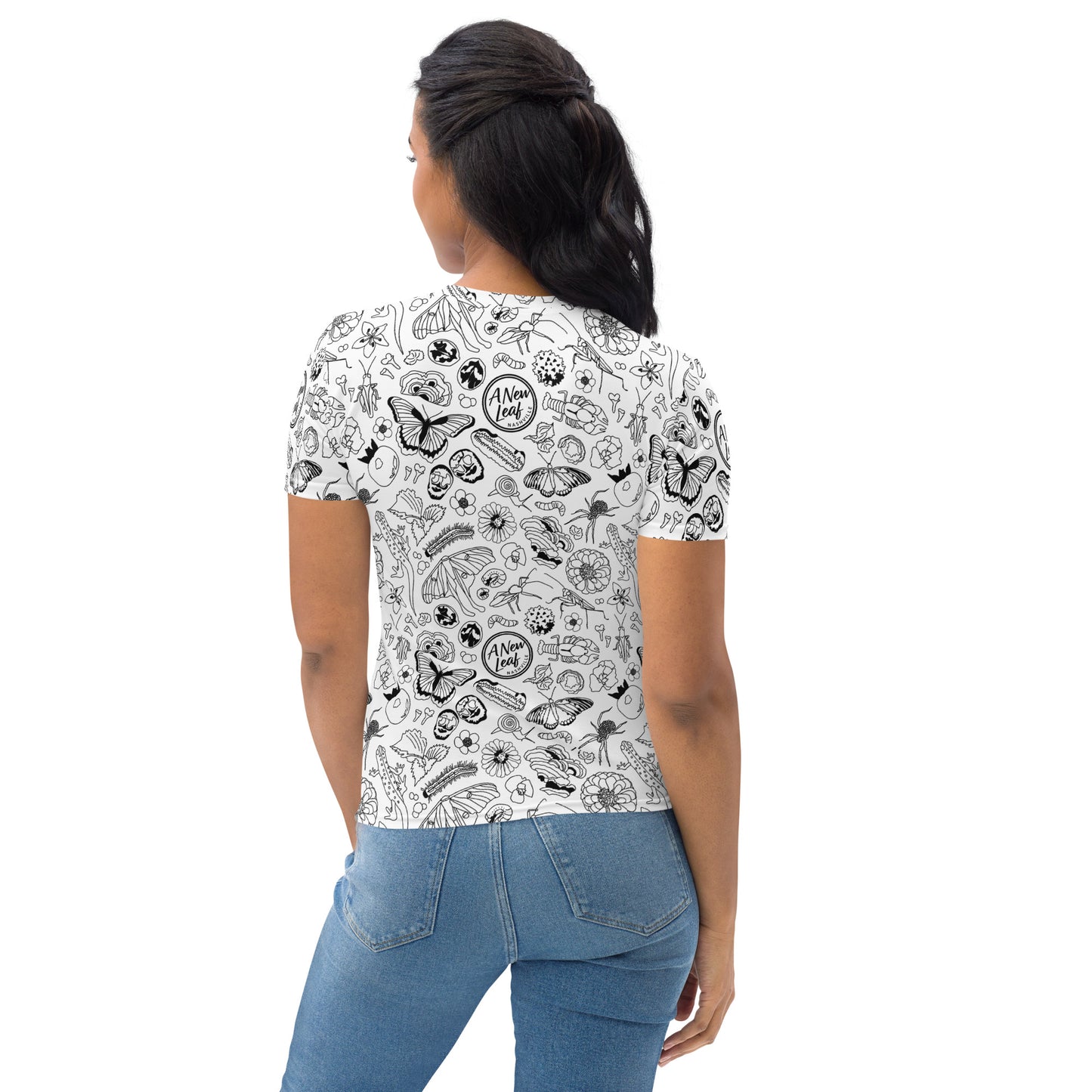 Women's Nature Print Short Sleeve Tee // B&W