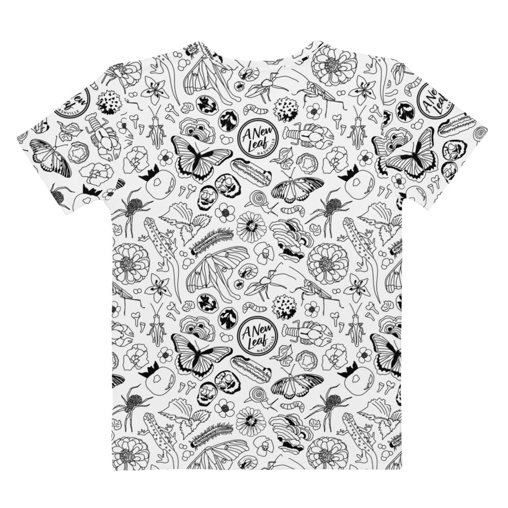 Women's Nature Print Short Sleeve Tee // B&W