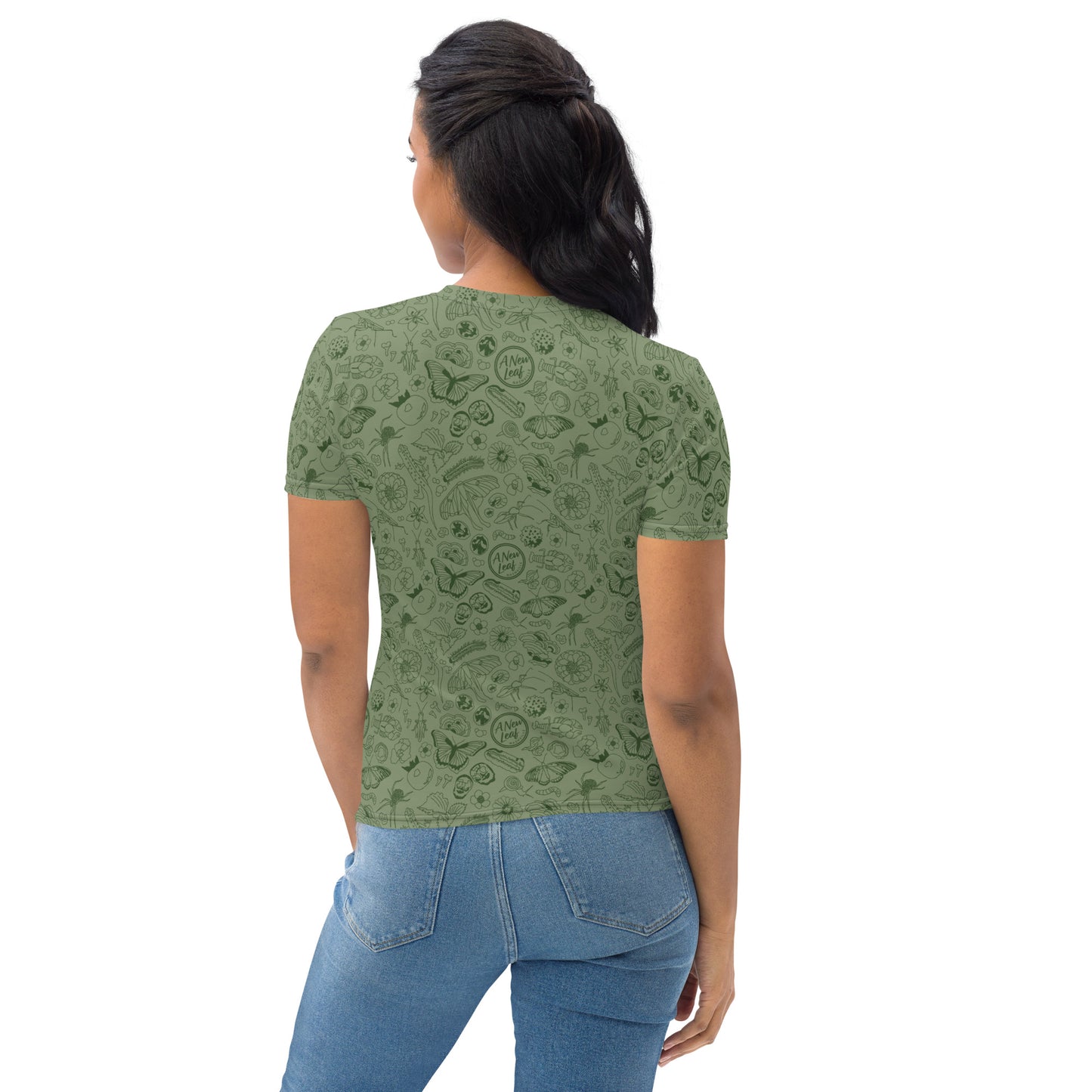 Women's Nature Print Short Sleeve Tee // Olive Green