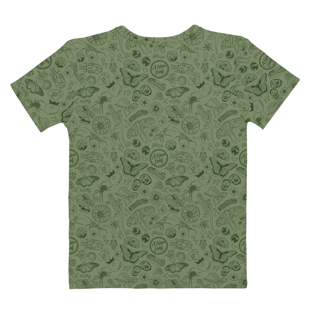 Women's Nature Print Short Sleeve Tee // Olive Green