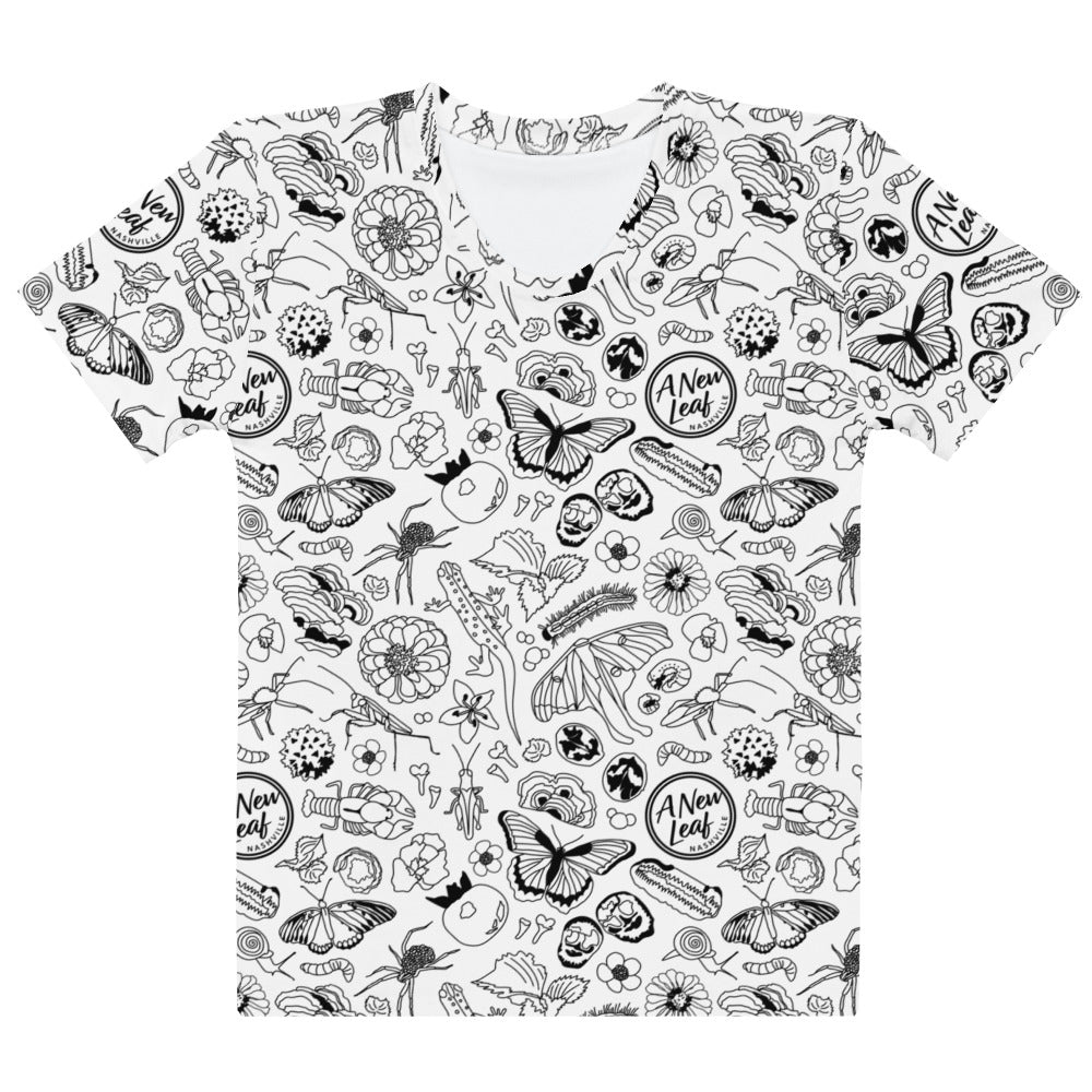 Women's Nature Print Short Sleeve Tee // B&W