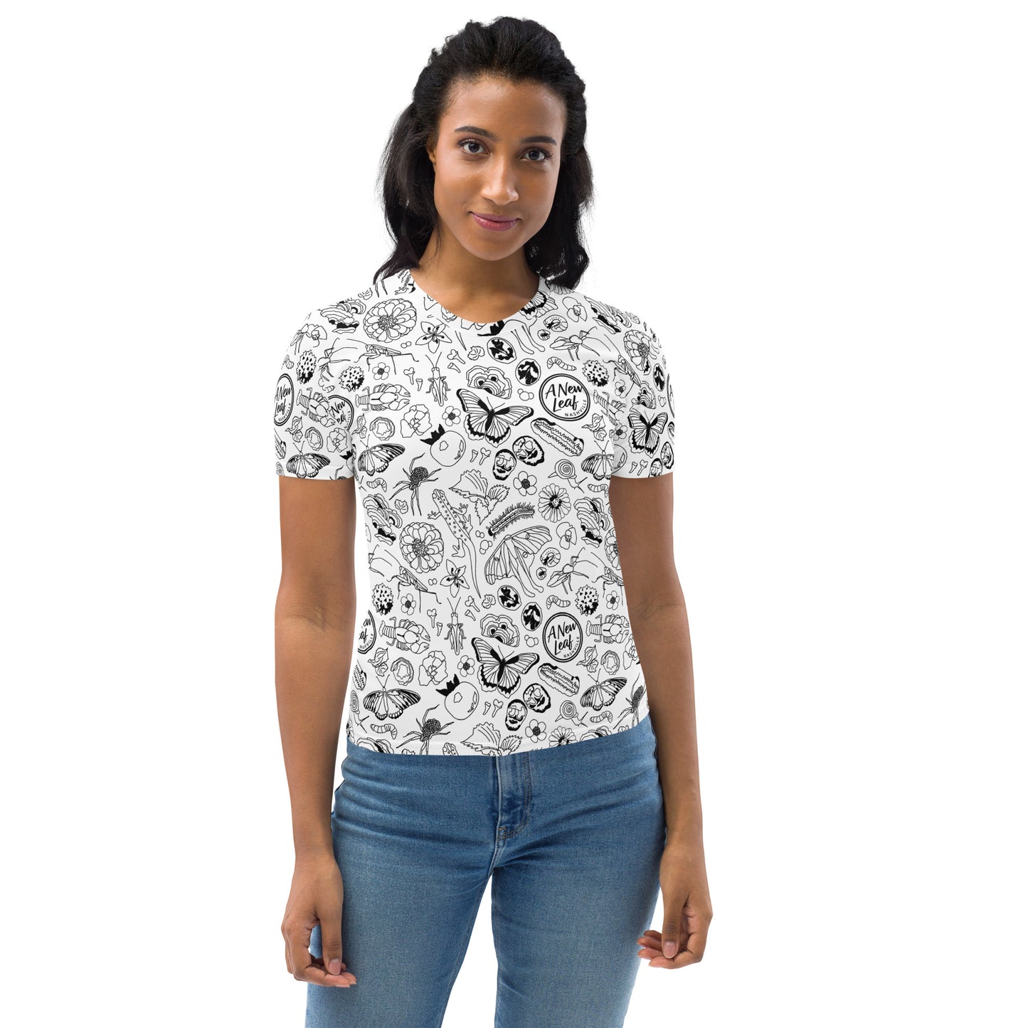 Women's Nature Print Short Sleeve Tee // B&W