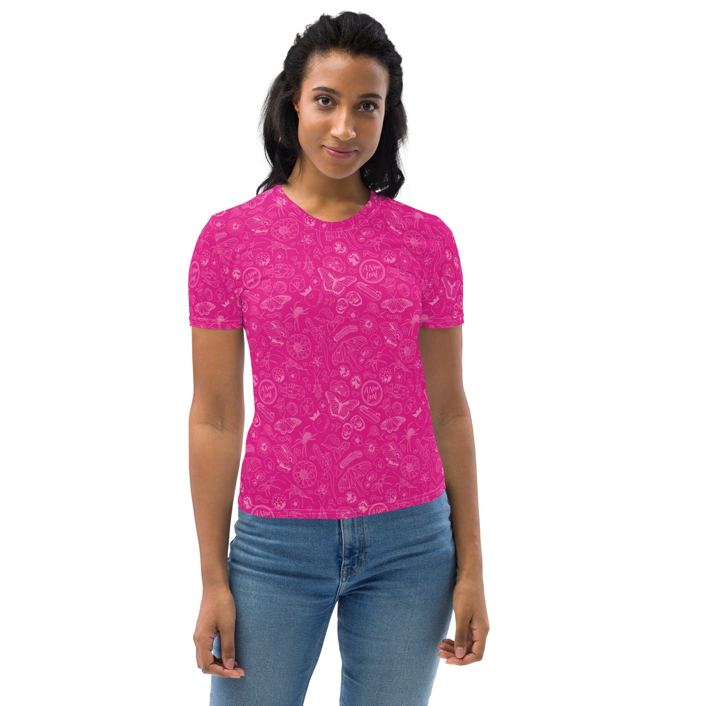 Women's Nature Print Short Sleeve Tee // Magenta