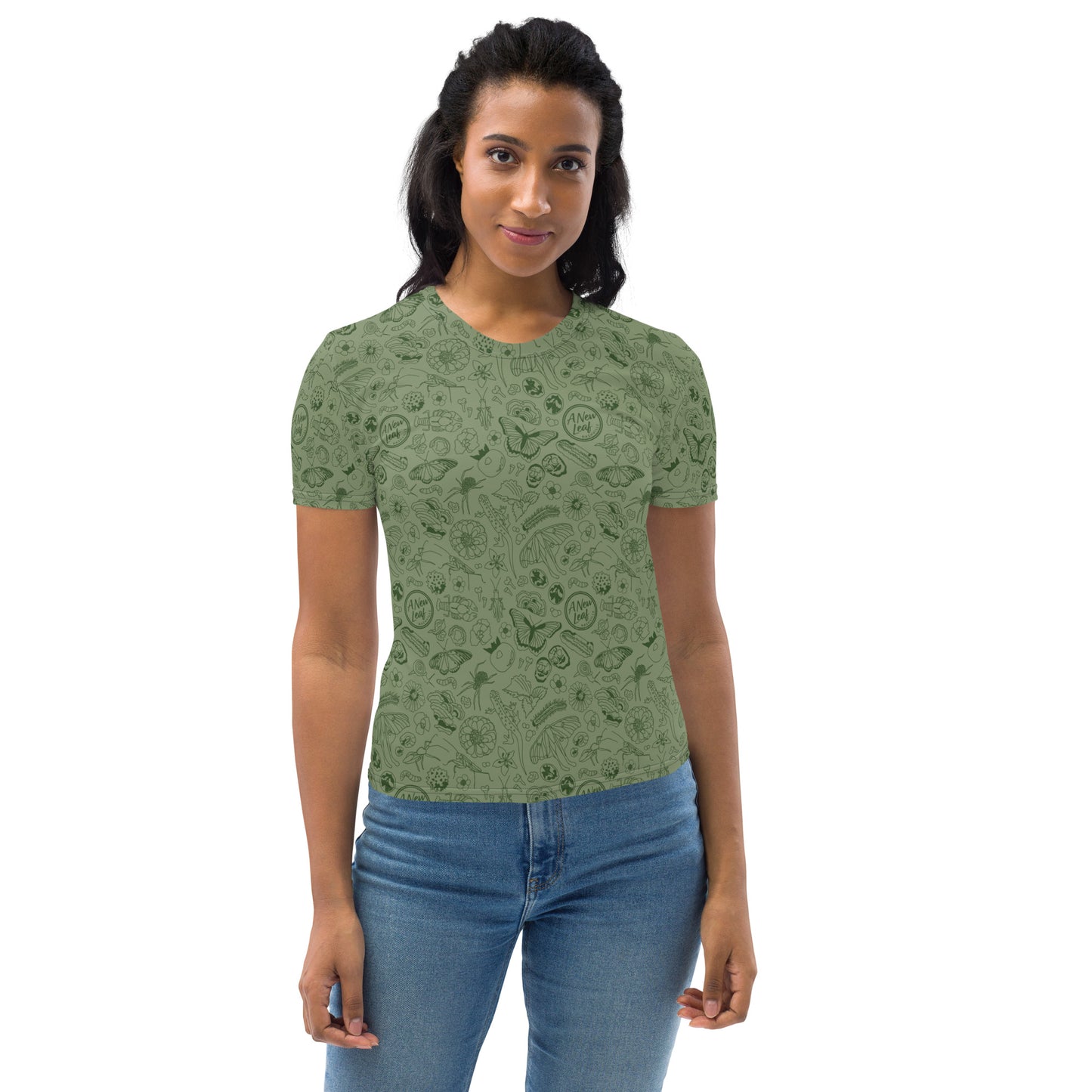 Women's Nature Print Short Sleeve Tee // Olive Green