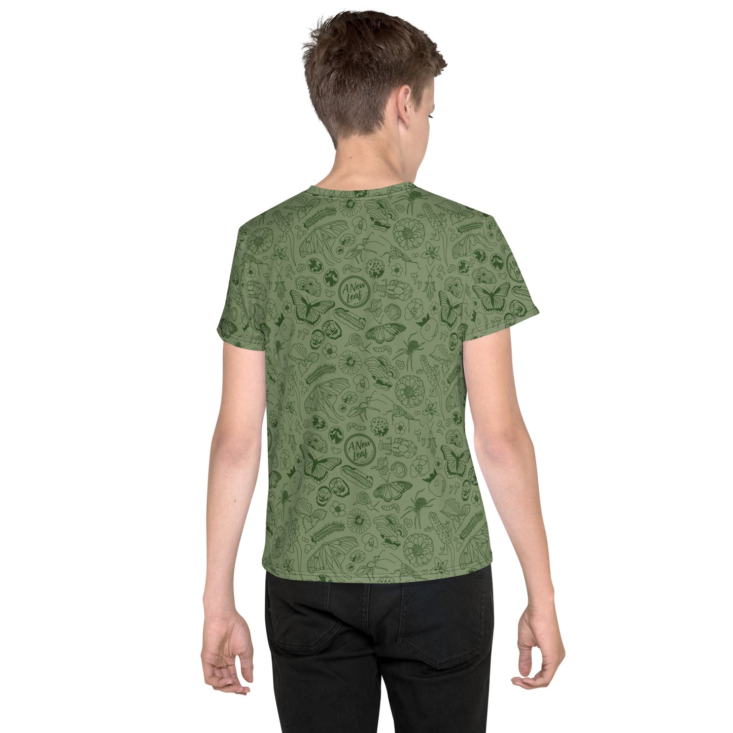 Big Kids Nature Print Short Sleeve Tee // Olive Green