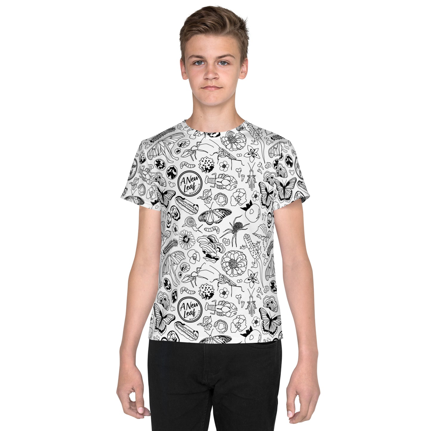 Big Kids Nature Print Short Sleeve Tee // B&W