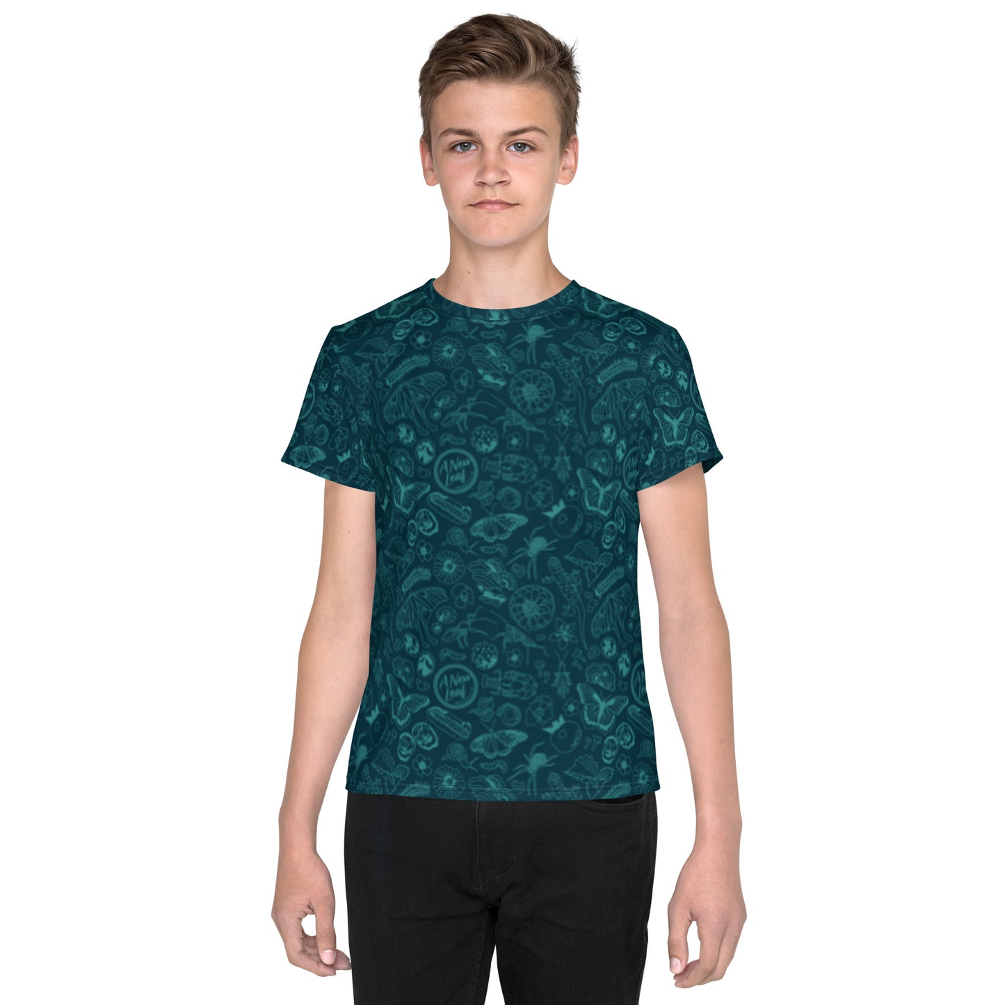 Big Kids Nature Print Short Sleeve Tee // Deep Teal