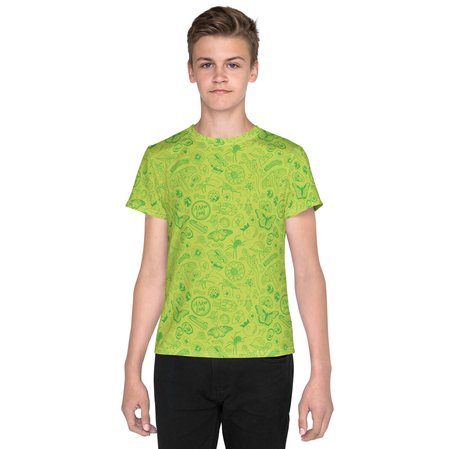 Big Kids Nature Print Short Sleeve Tee // Chartreuse Green