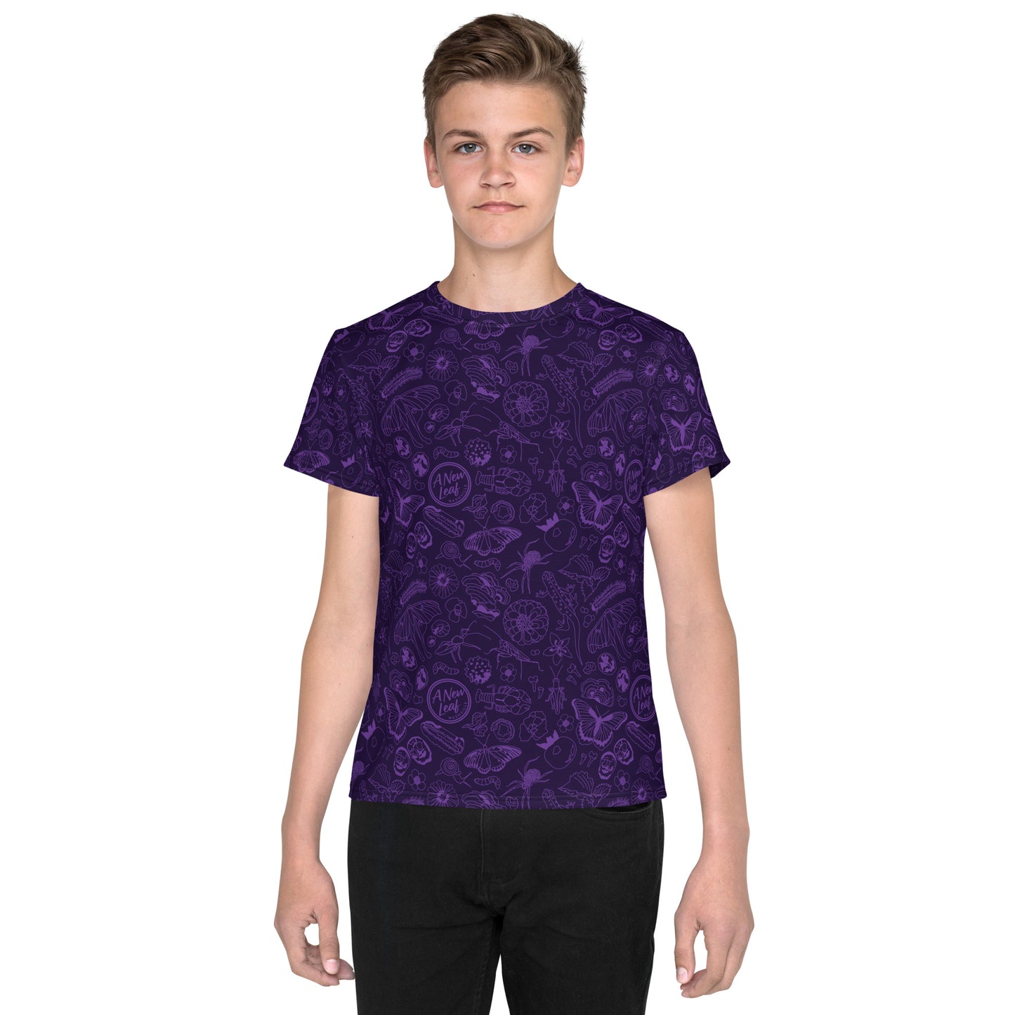 Big Kids Nature Print Short Sleeve Tee // Purple