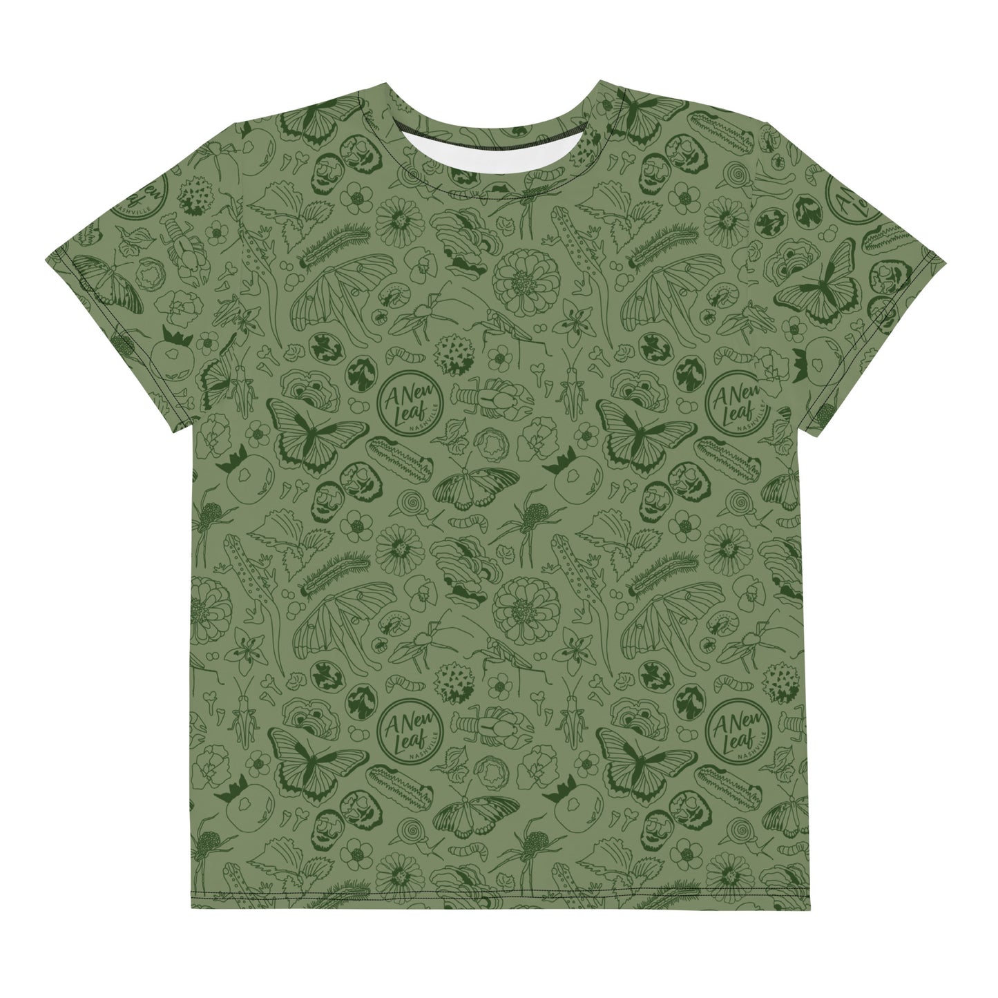 Big Kids Nature Print Short Sleeve Tee // Olive Green