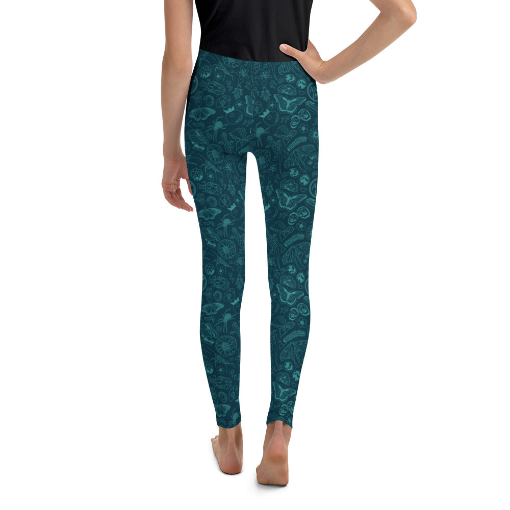 Big Kids Nature Print Leggings // Deep Teal