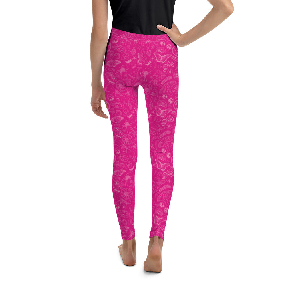 Big Kids Nature Print Leggings // Magenta