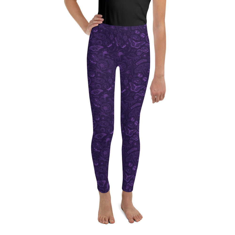 Big Kids Nature Print Leggings // Purple