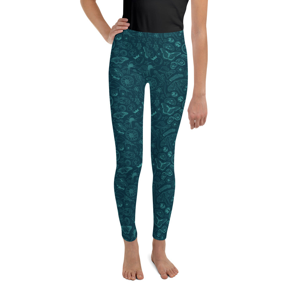 Big Kids Nature Print Leggings // Deep Teal