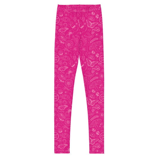 Big Kids Nature Print Leggings // Magenta