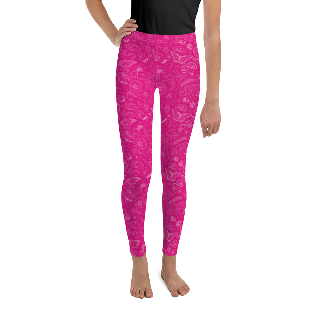 Big Kids Nature Print Leggings // Magenta