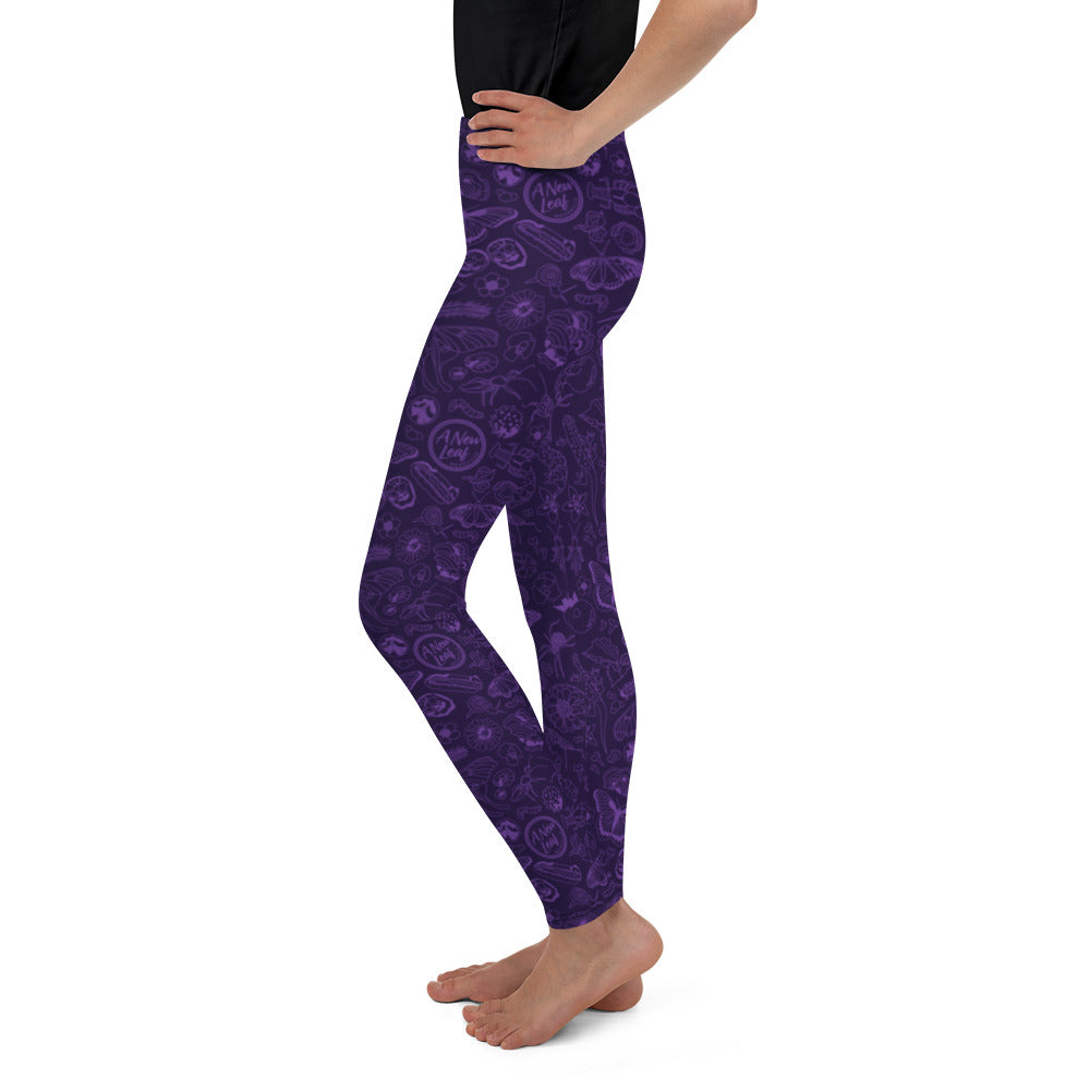 Big Kids Nature Print Leggings // Purple