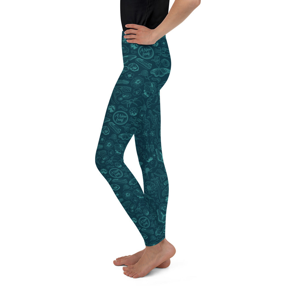 Big Kids Nature Print Leggings // Deep Teal