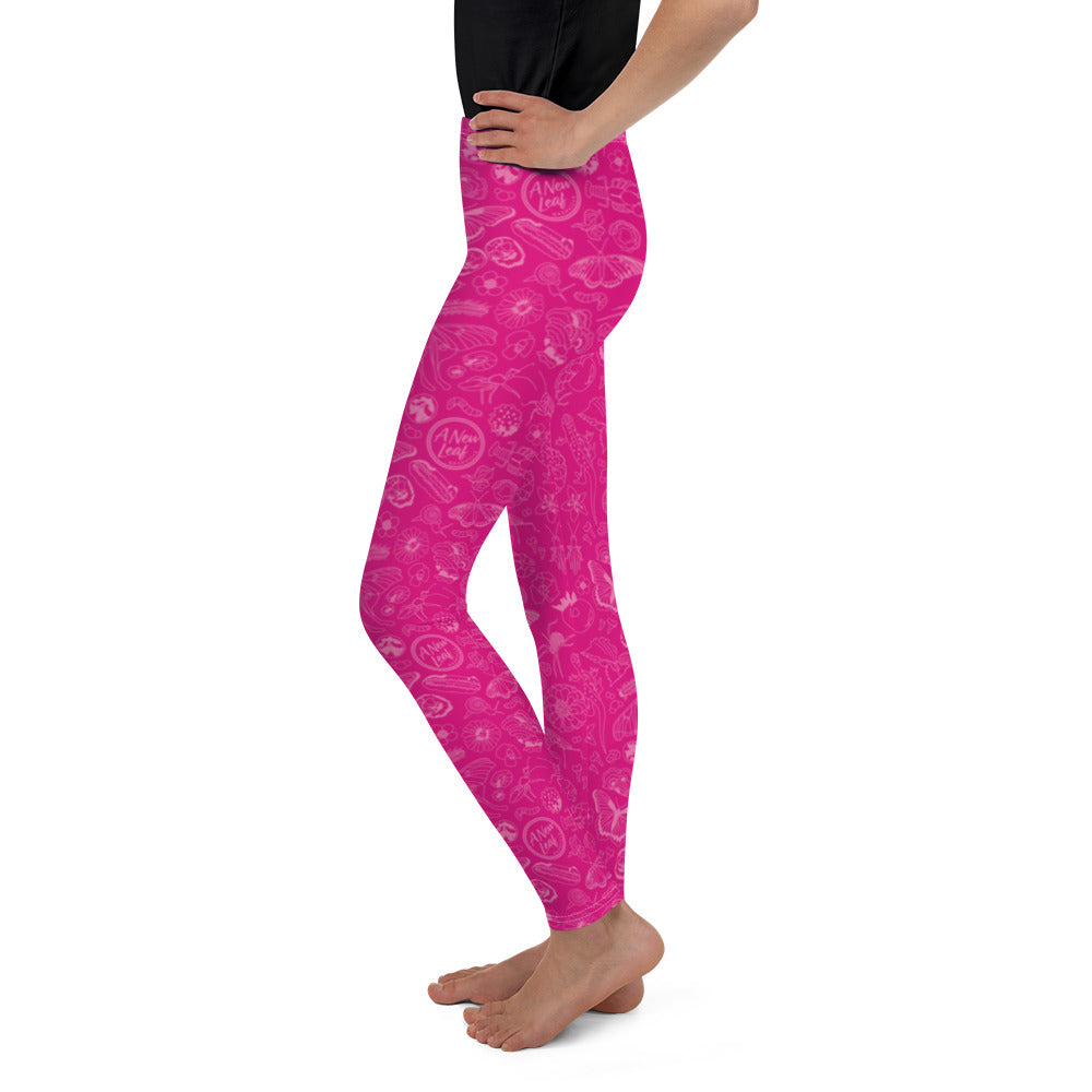 Big Kids Nature Print Leggings // Magenta