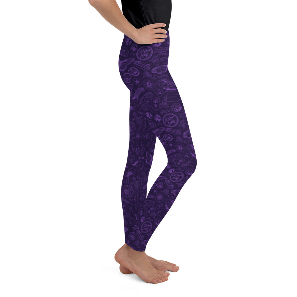 Big Kids Nature Print Leggings // Purple