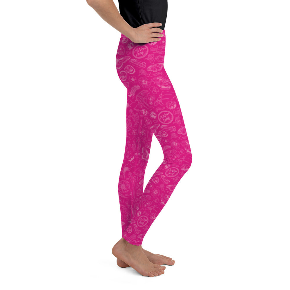 Big Kids Nature Print Leggings // Magenta