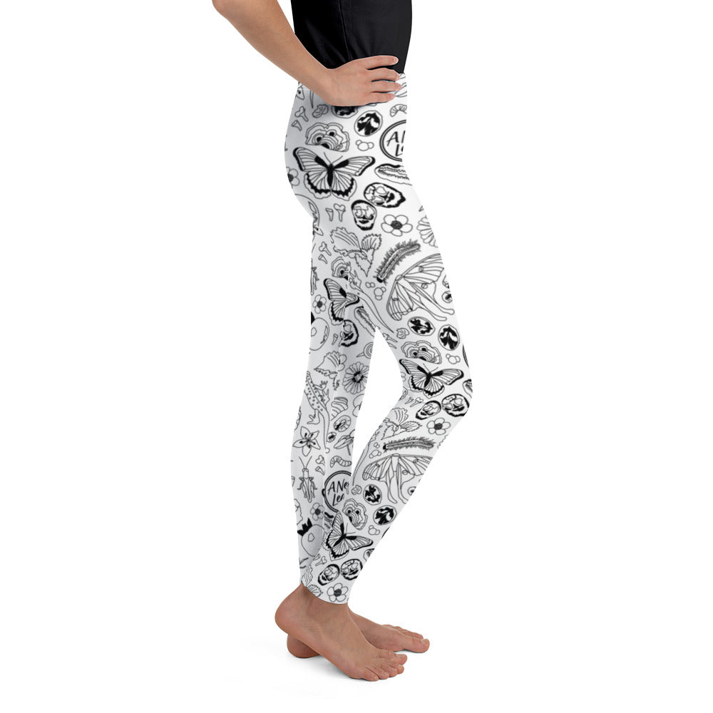 Big Kids Nature Print Leggings // B&W