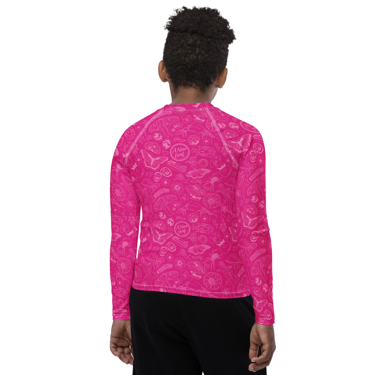 Big Kids Nature Print Rash Guard // Magenta