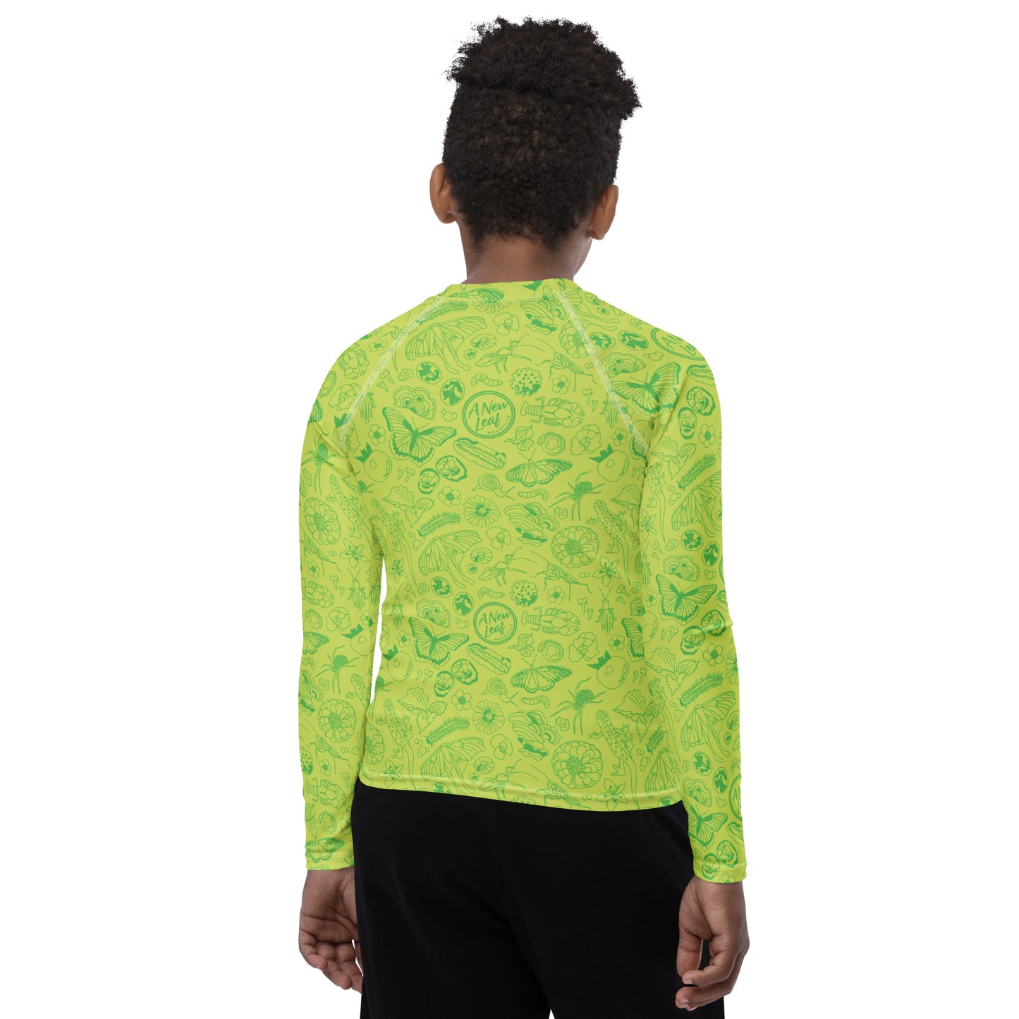 Big Kids Nature Print Rash Guard // Chartreuse Green